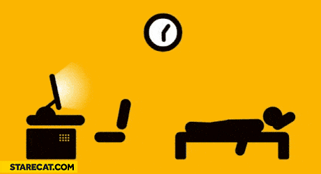 repetitive gif of a man just working and sleeping.